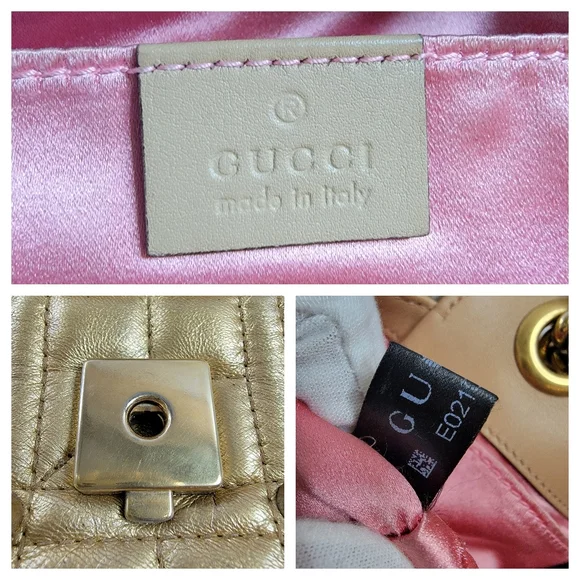 GUCCI GG Marmont Pearl Studs Quilted Crossbody/Shoulder Bag